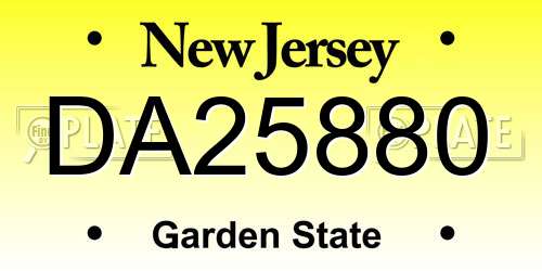 DA25880 New Jersey License Plate