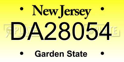 DA28054 New Jersey License Plate