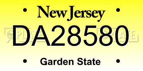 DA28580 New Jersey License Plate