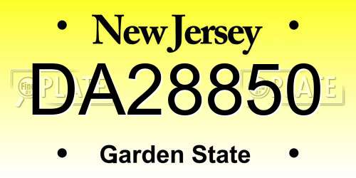 DA28850 New Jersey License Plate