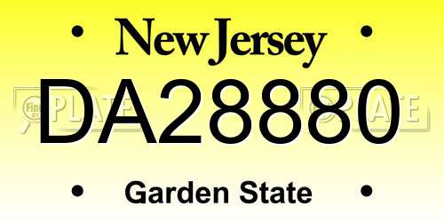 DA28880 New Jersey License Plate