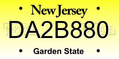 DA2B880 New Jersey License Plate