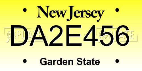 DA2E456 New Jersey License Plate