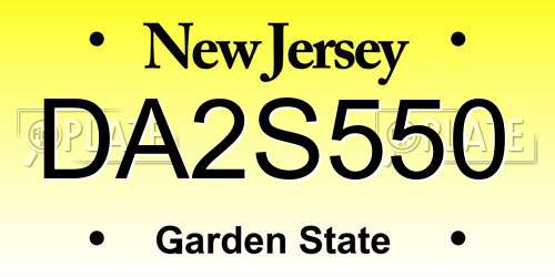 DA2S550 New Jersey License Plate
