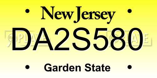 DA2S580 New Jersey License Plate