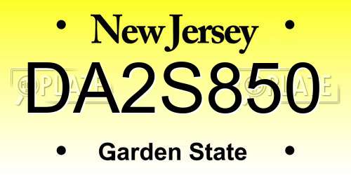 DA2S850 New Jersey License Plate