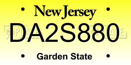 DA2S880 New Jersey License Plate