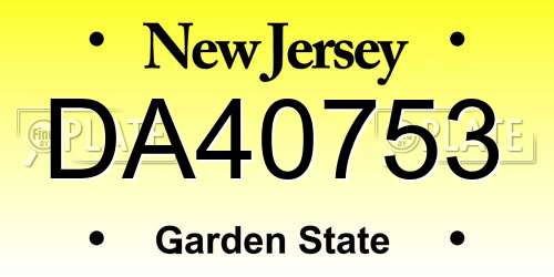 DA40753 New Jersey License Plate
