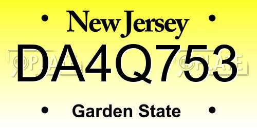 DA4Q753 New Jersey License Plate