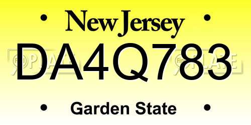 DA4Q783 New Jersey License Plate