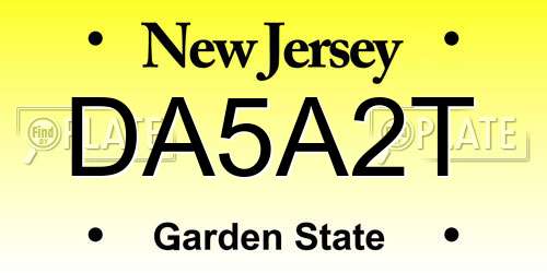 DA5A2T New Jersey License Plate