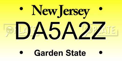 DA5A2Z New Jersey License Plate