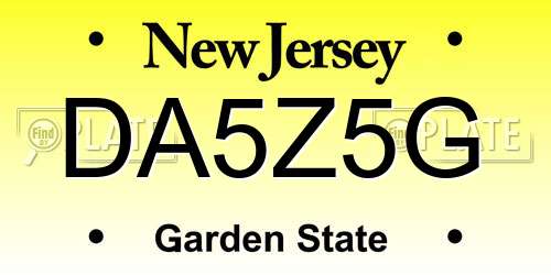 DA5Z5G New Jersey License Plate