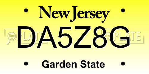 DA5Z8G New Jersey License Plate