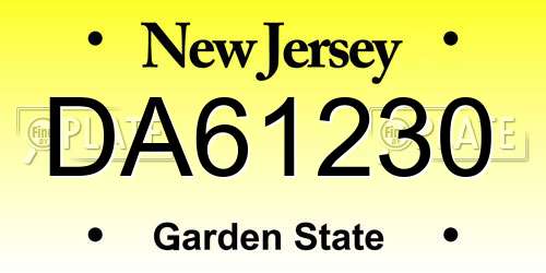 DA61230 New Jersey License Plate