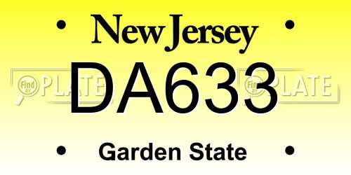 DA633 New Jersey License Plate