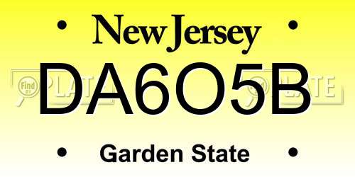 DA6O5B New Jersey License Plate