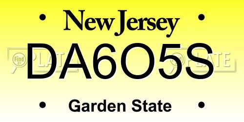 DA6O5S New Jersey License Plate