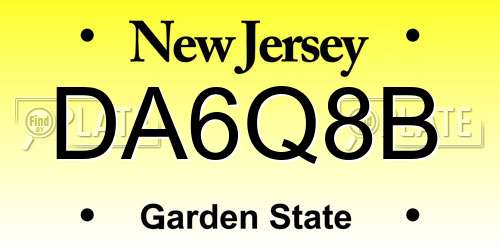 DA6Q8B New Jersey License Plate