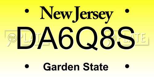 DA6Q8S New Jersey License Plate