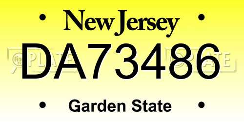 DA73486 New Jersey License Plate