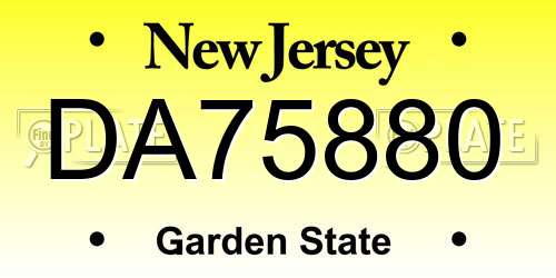 DA75880 New Jersey License Plate