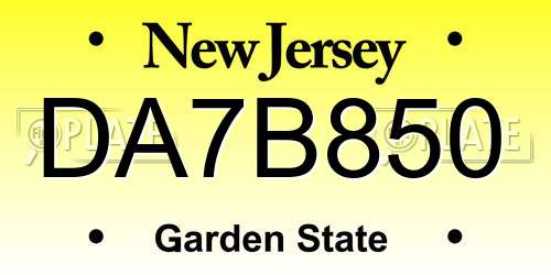 DA7B850 New Jersey License Plate