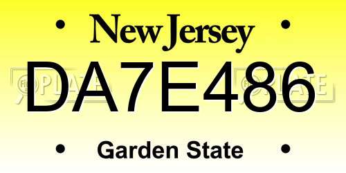 DA7E486 New Jersey License Plate