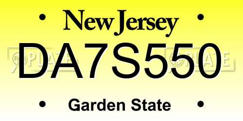 DA7S550 New Jersey License Plate
