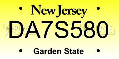 DA7S580 New Jersey License Plate