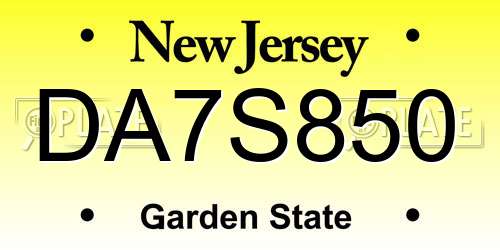 DA7S850 New Jersey License Plate