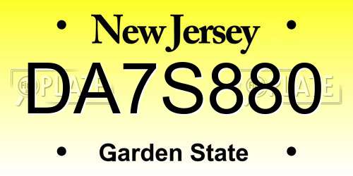 DA7S880 New Jersey License Plate