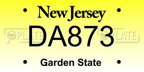 DA873 New Jersey License Plate