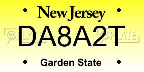 DA8A2T New Jersey License Plate