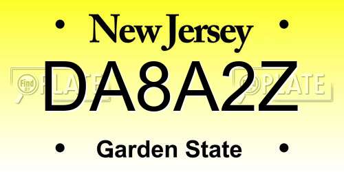 DA8A2Z New Jersey License Plate