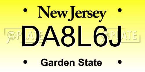 DA8L6J New Jersey License Plate