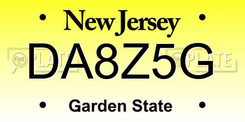 DA8Z5G New Jersey License Plate