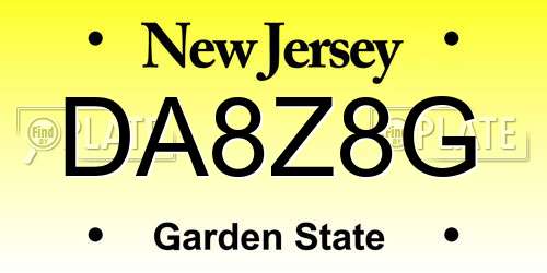 DA8Z8G New Jersey License Plate