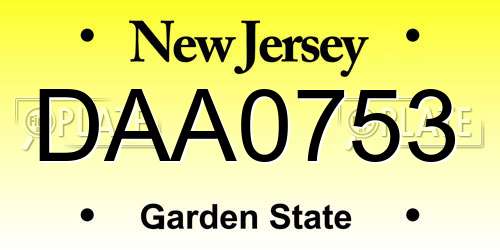 DAA0753 New Jersey License Plate