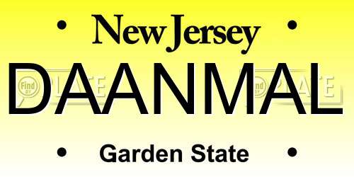 DAANMAL New Jersey License Plate