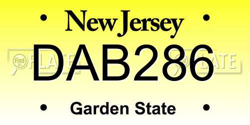 DAB286 New Jersey License Plate