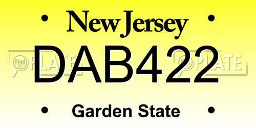DAB422 New Jersey License Plate
