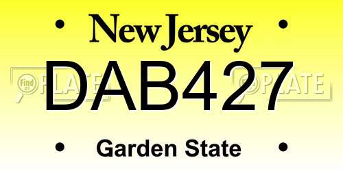 DAB427 New Jersey License Plate