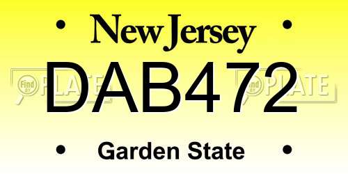 DAB472 New Jersey License Plate