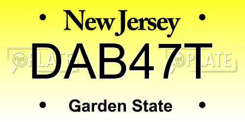 DAB47T New Jersey License Plate