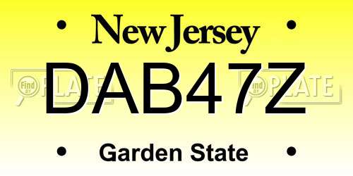 DAB47Z New Jersey License Plate