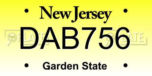 DAB756 New Jersey License Plate
