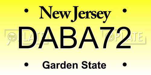 DABA72 New Jersey License Plate