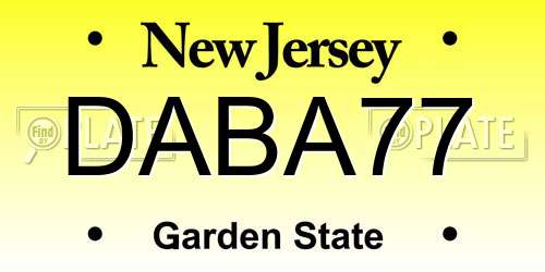 DABA77 New Jersey License Plate