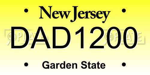 DAD1200 New Jersey License Plate